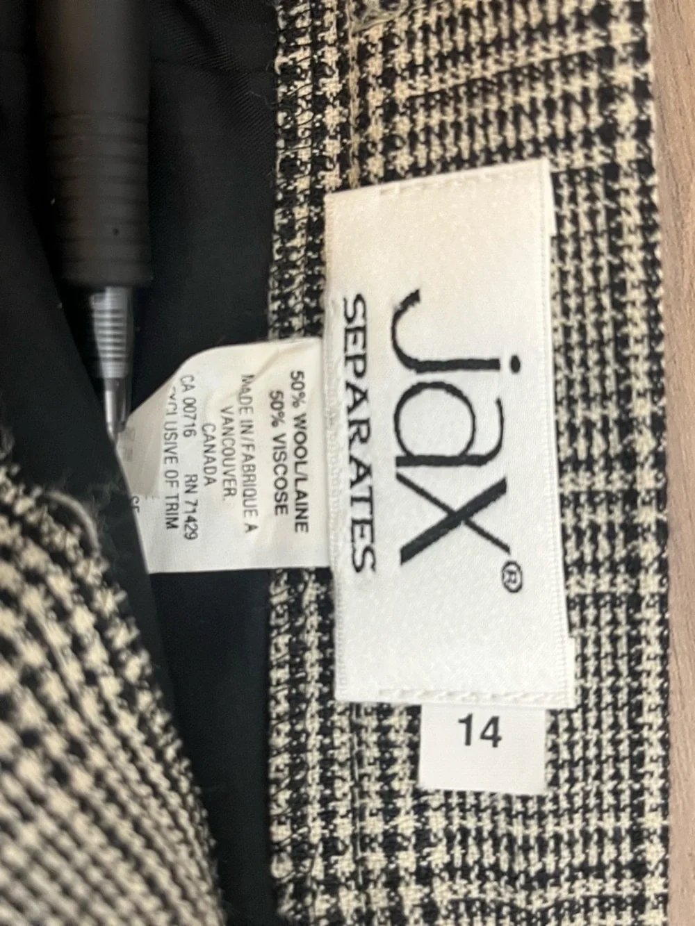 Vintage JAX Plaid Skirt‎ Suit Set Wool Blend Blazer Office Academia Women’s 14